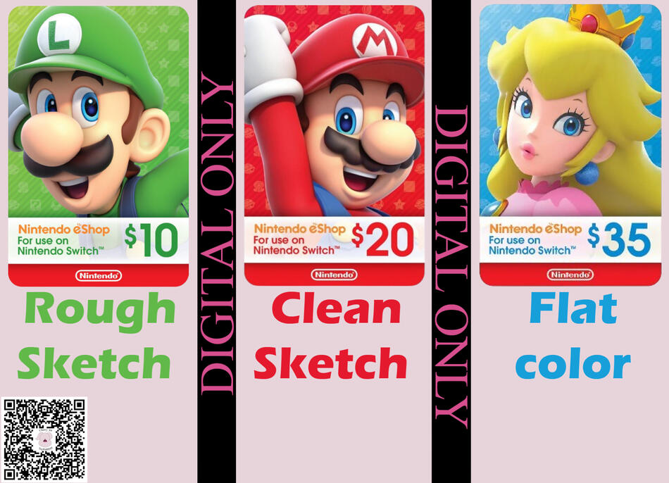 Here is my gift card price sheet. Just note that the Nintendo Eshop gift card are region lock, so I only take USD Nintendo Eshop gift card. These gift cards have a few slot, so be sure to buy them before they're gone, I'll be updating them once someone mak