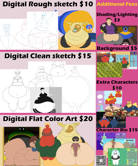 Here is my commission price sheet. All payment are through Paypal or Cashapp. If you have any question, please Dm me.